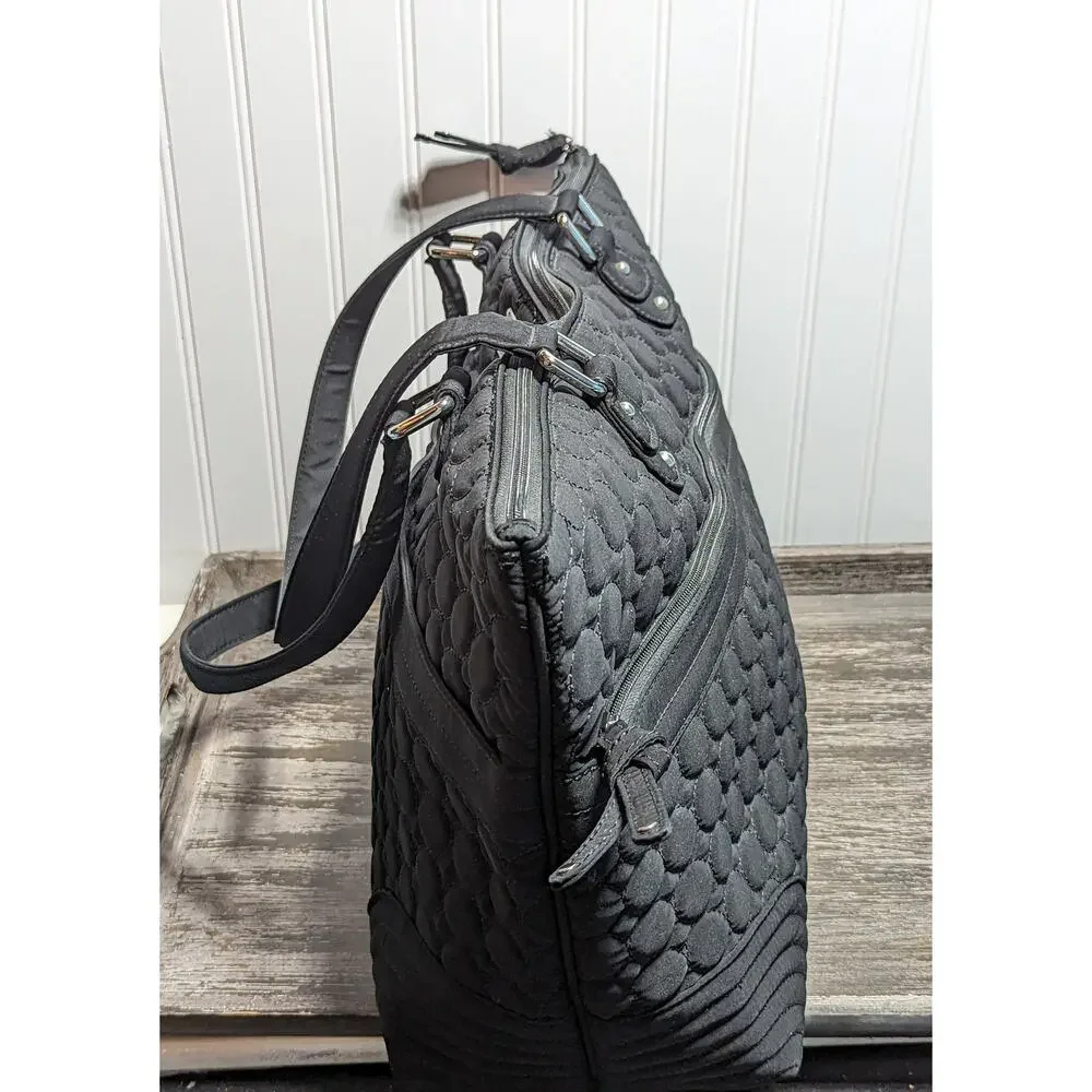 Vera Bradley Black Quilted Vinyl Lined Multicompartment Washable Baby Bag Tote